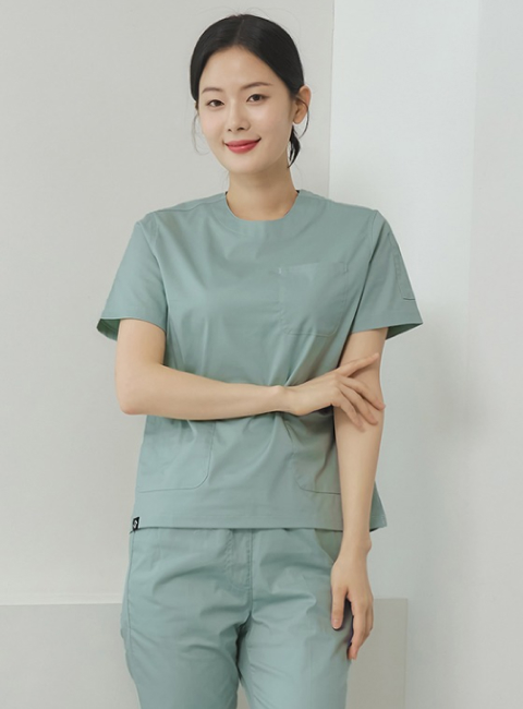 여성 크루넥 TC스판 베이직 스크럽 티셔츠 (4color)